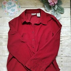 Faded Glory Red Fine Wale Corduroy Top 18W/20W